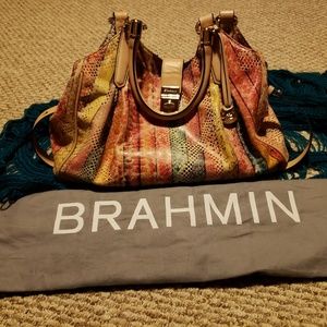 Brahmin Elisa genuine leather snake embossed purse